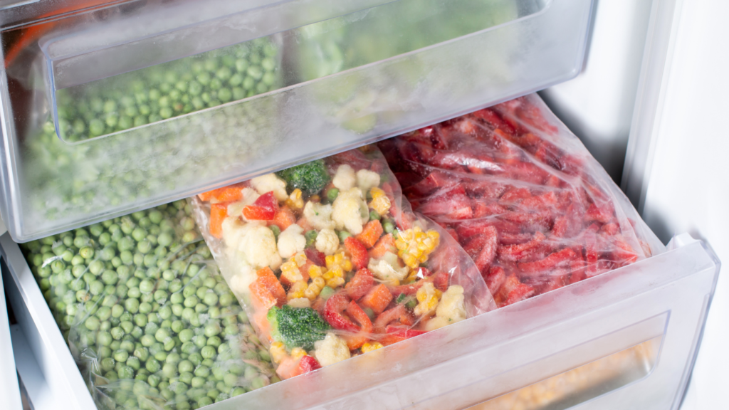 Frozen food in the freezer as a method of food preservation