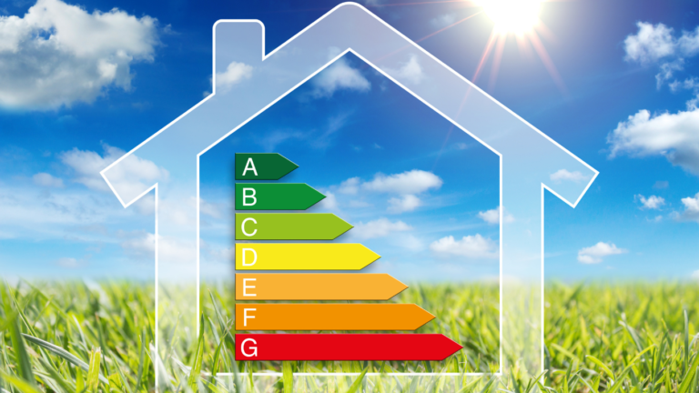 Model of energy efficient home on a sunny day